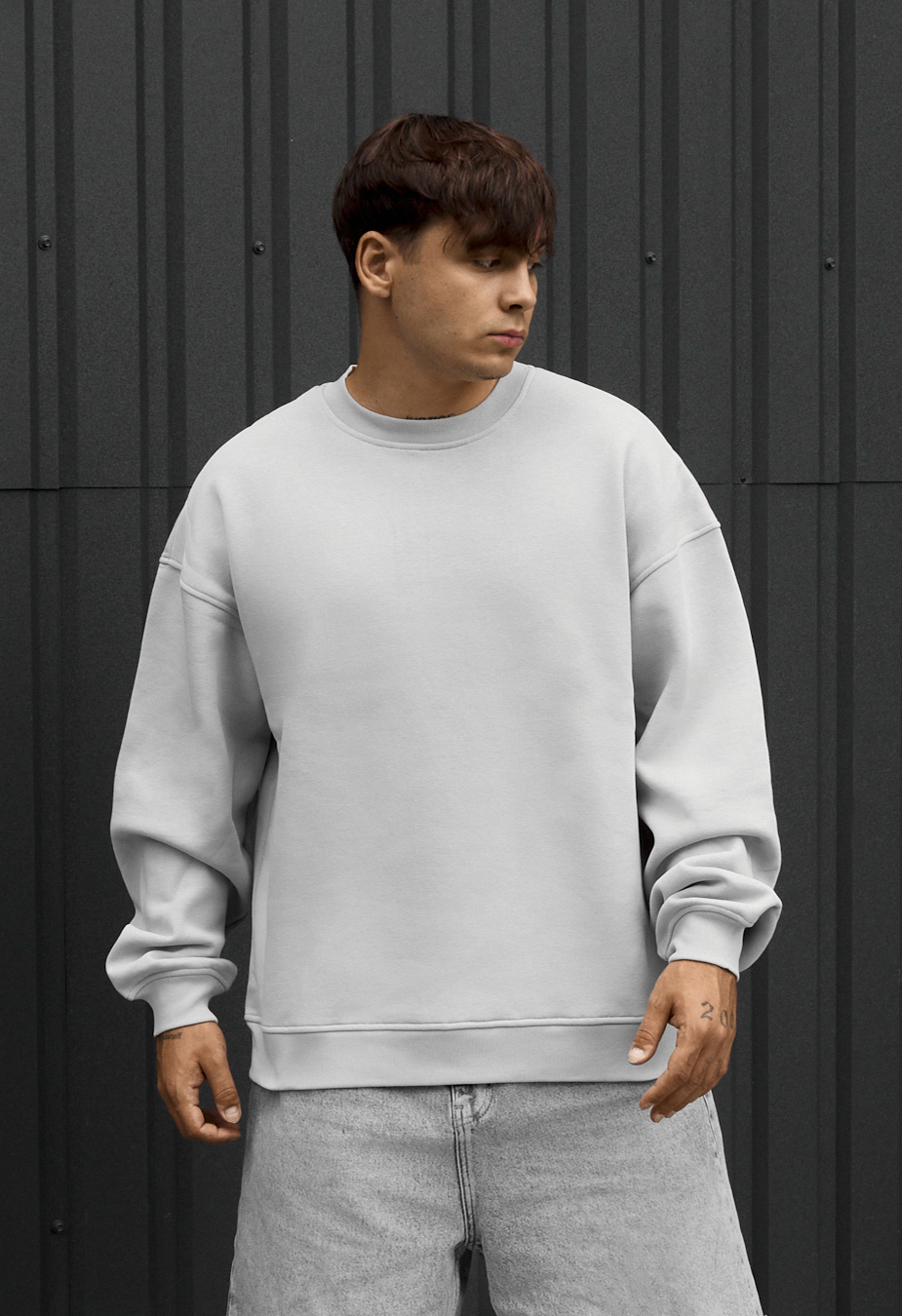 Bluza Staff light gray melange oversize fleece