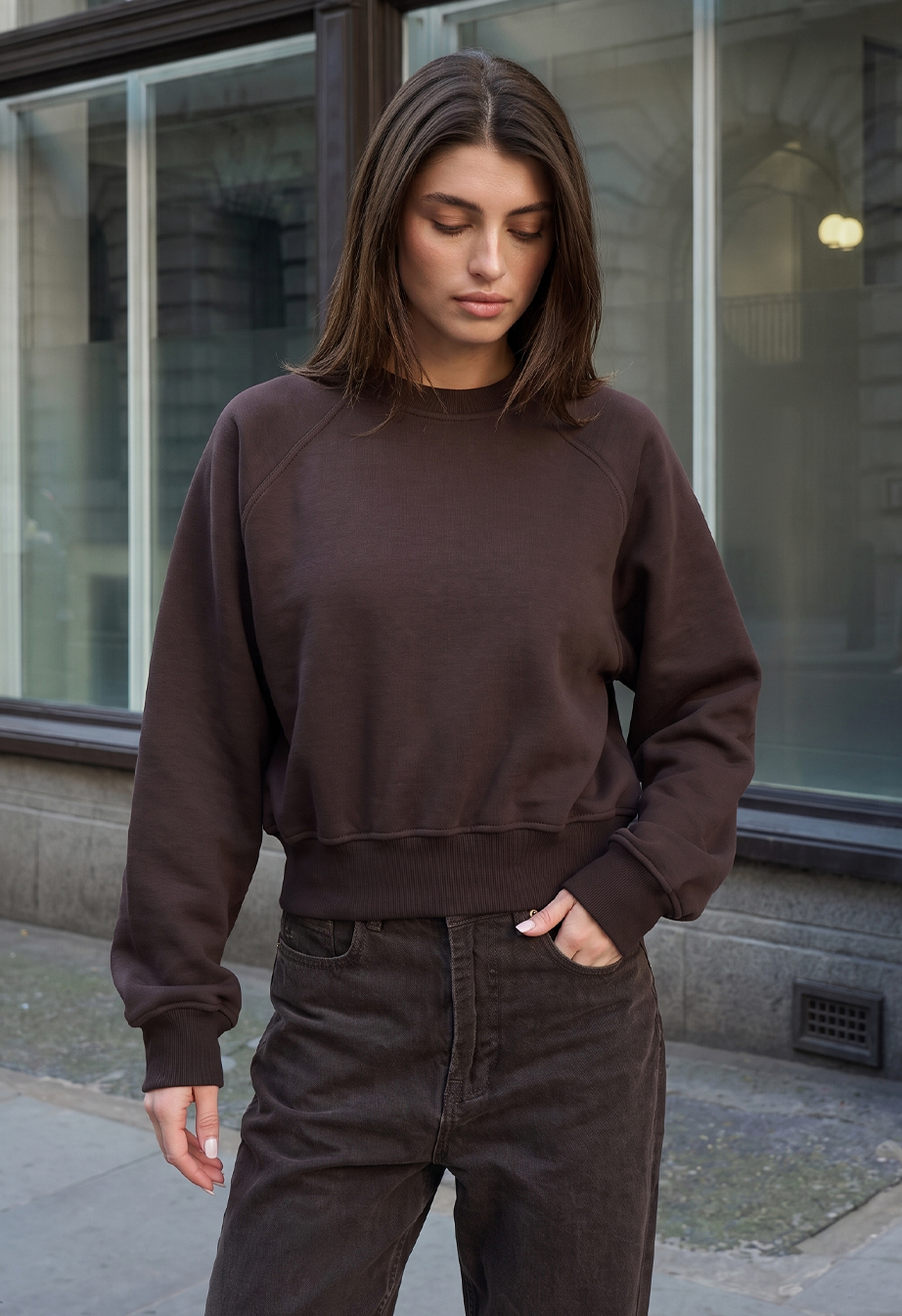 Bluza Staff make dark brown fleece