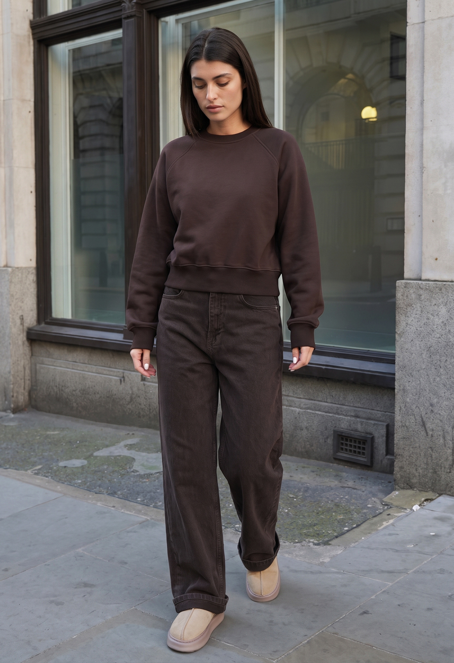 Bluza Staff make dark brown fleece