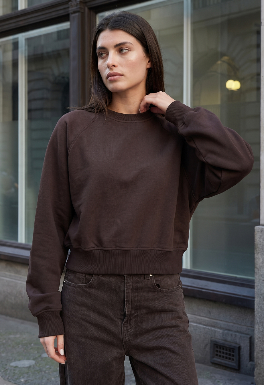 Bluza Staff make dark brown fleece