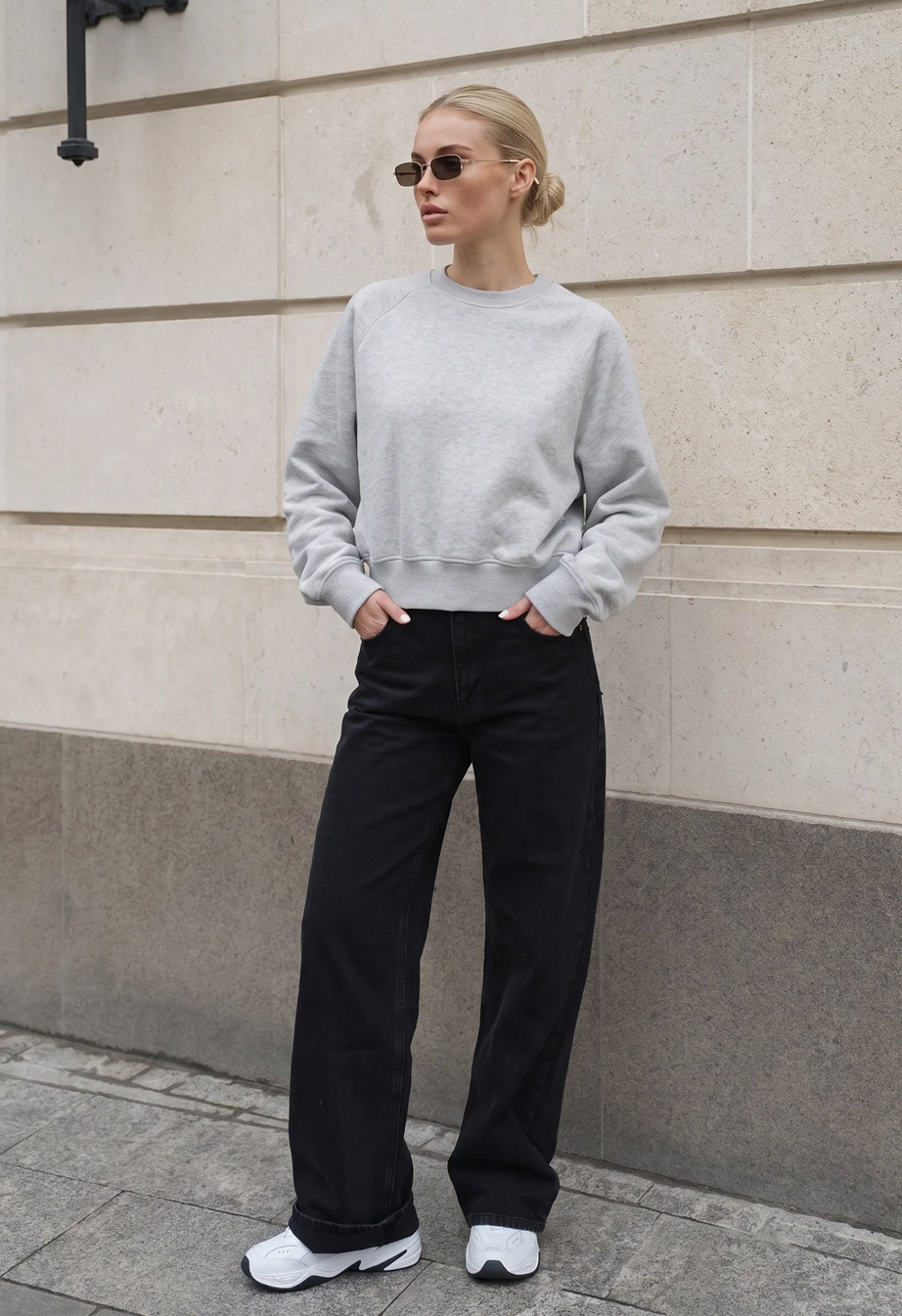 Bluza Staff make gray melange fleece