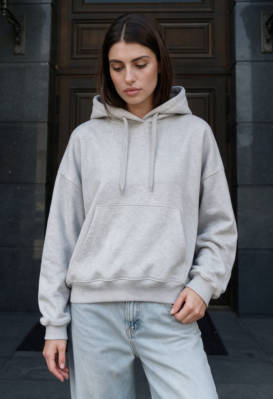 Bluza Staff ti gray melange oversize fleece
