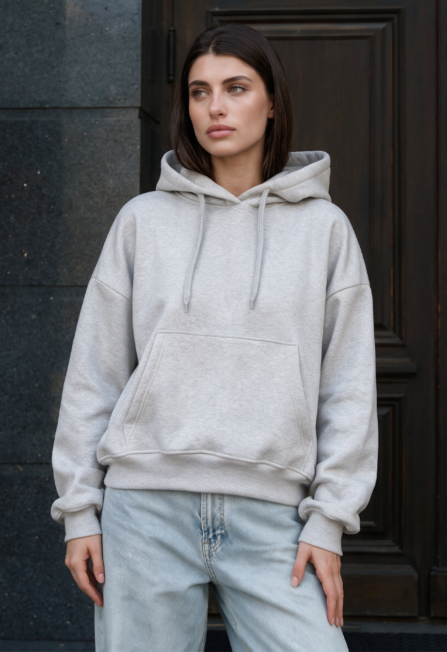Bluza Staff ti gray melange oversize fleece