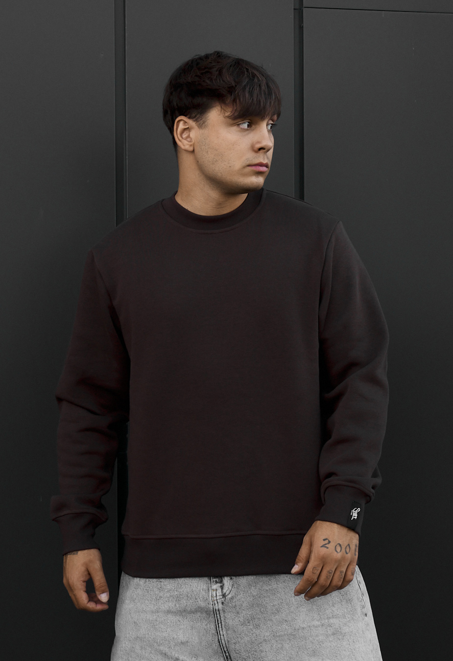 Світшот Staff dark brown basic fleece