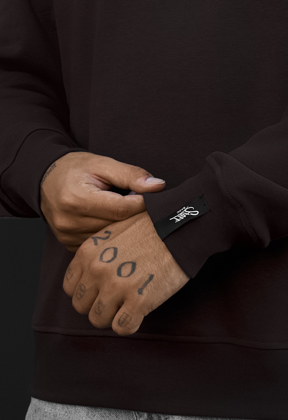Світшот Staff dark brown basic fleece