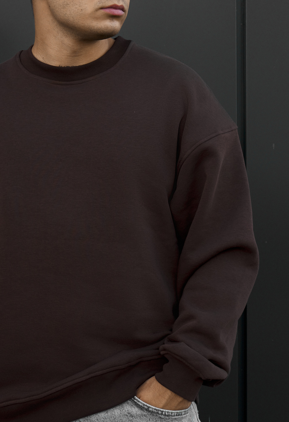Bluza Staff dark brown oversize fleece