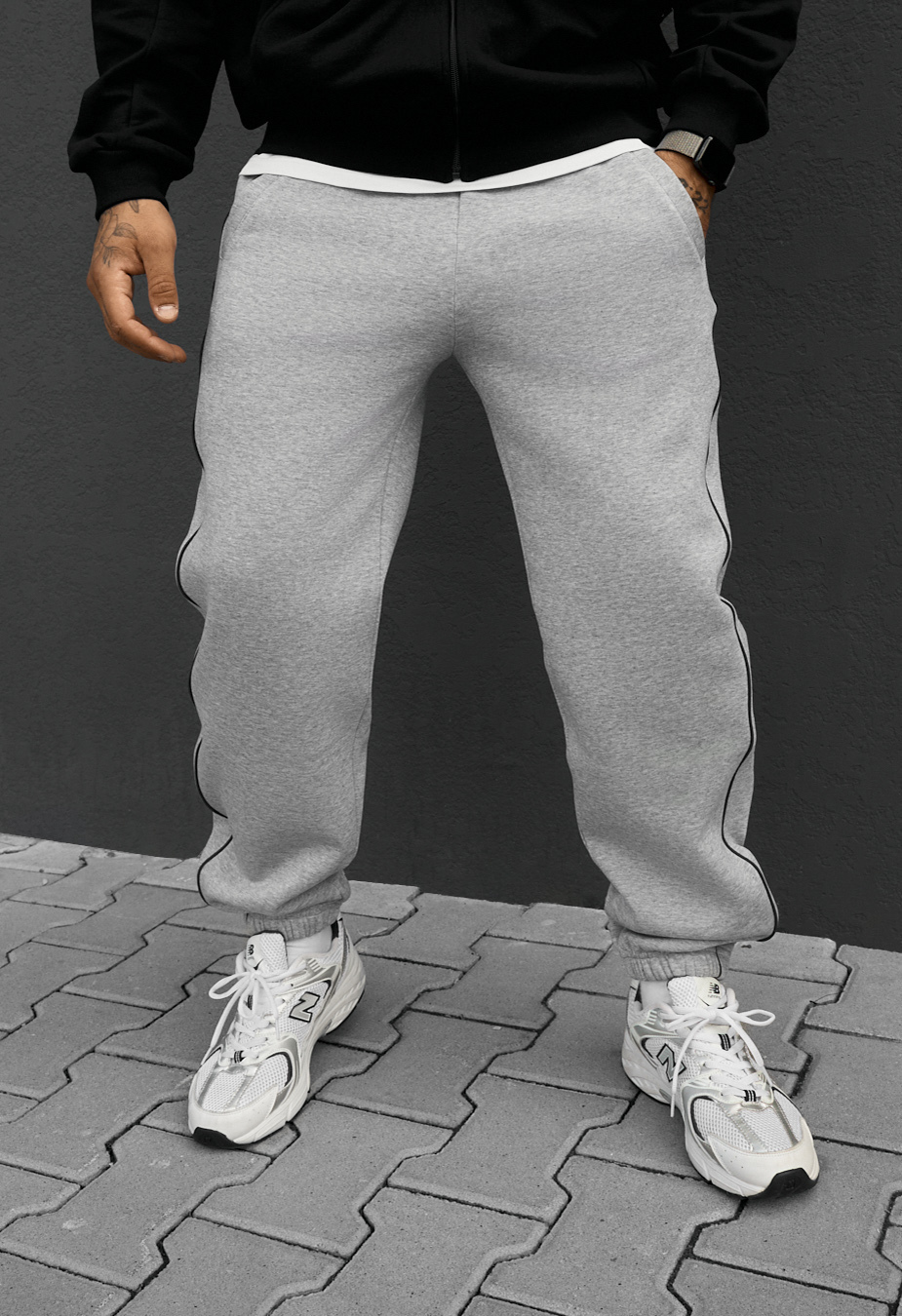 Spodnie dresowe Staff al gray melange reflective fleece