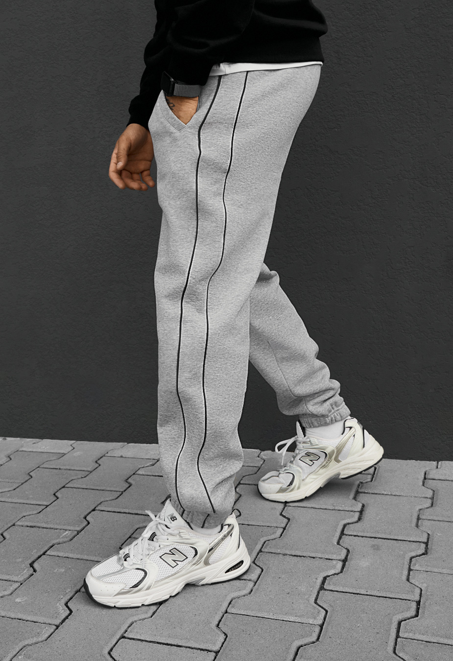 Spodnie dresowe Staff al gray melange reflective fleece