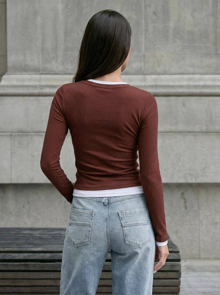 Longslevve Staff ova brown