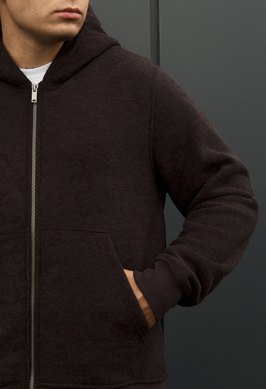 Bluza Staff zip dark brown fleece
