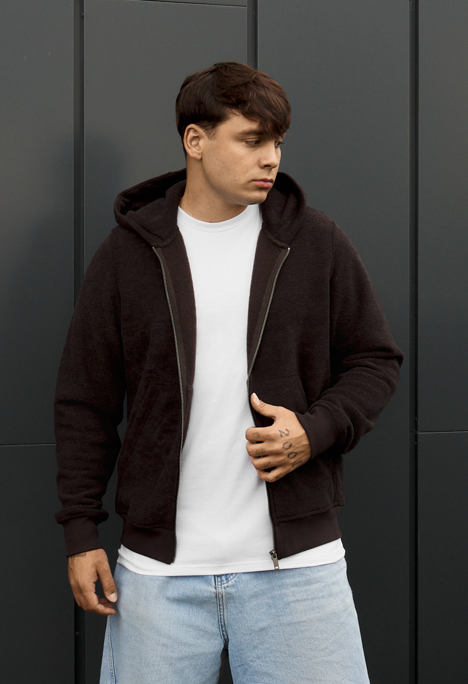 Bluza Staff zip dark brown fleece