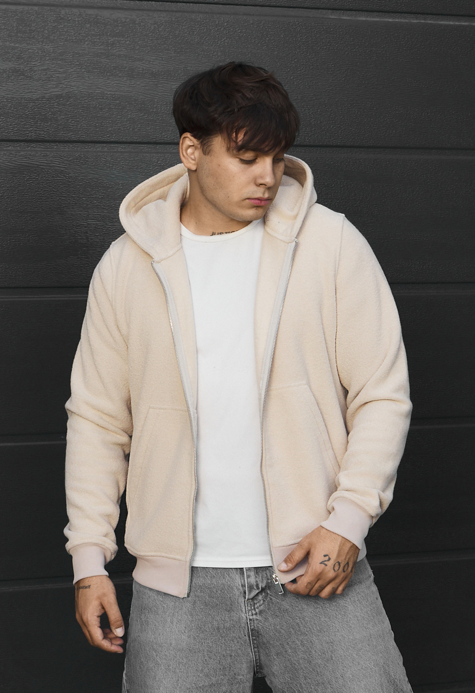 Bluza Staff zip dark beige fleece