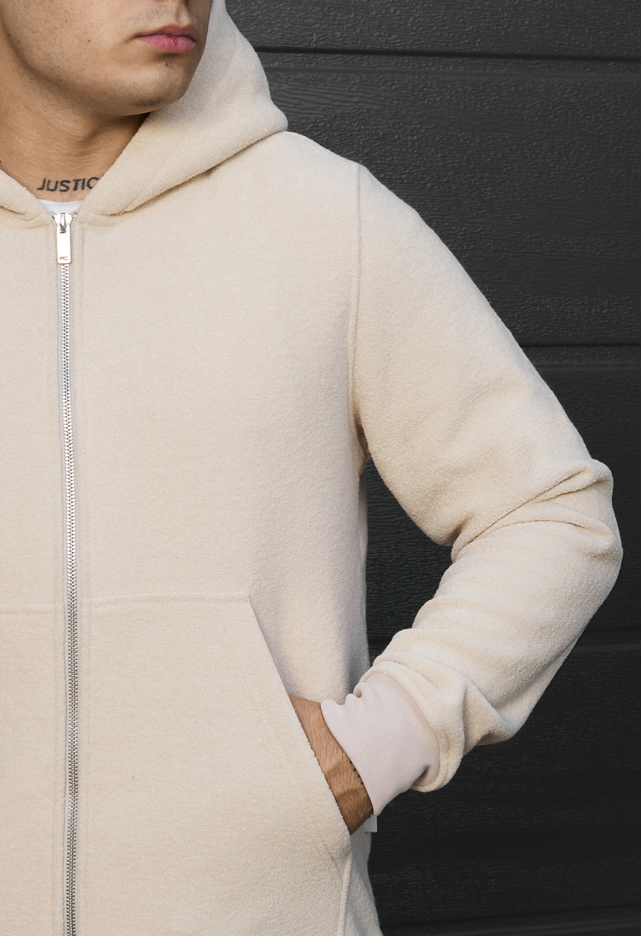 Bluza Staff zip dark beige fleece