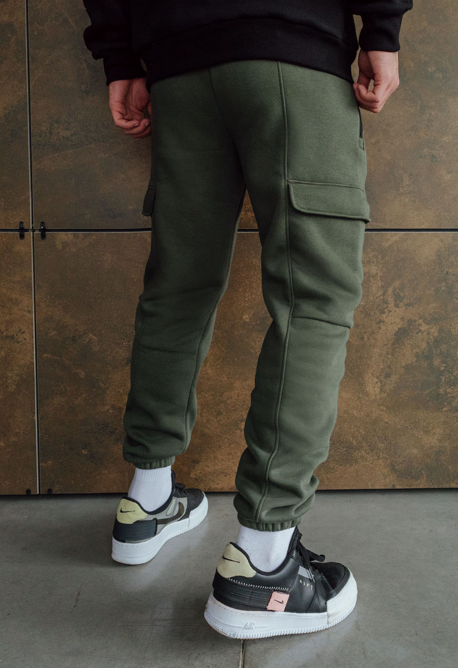Spodnie dresowe Staff cargo khaki fleece