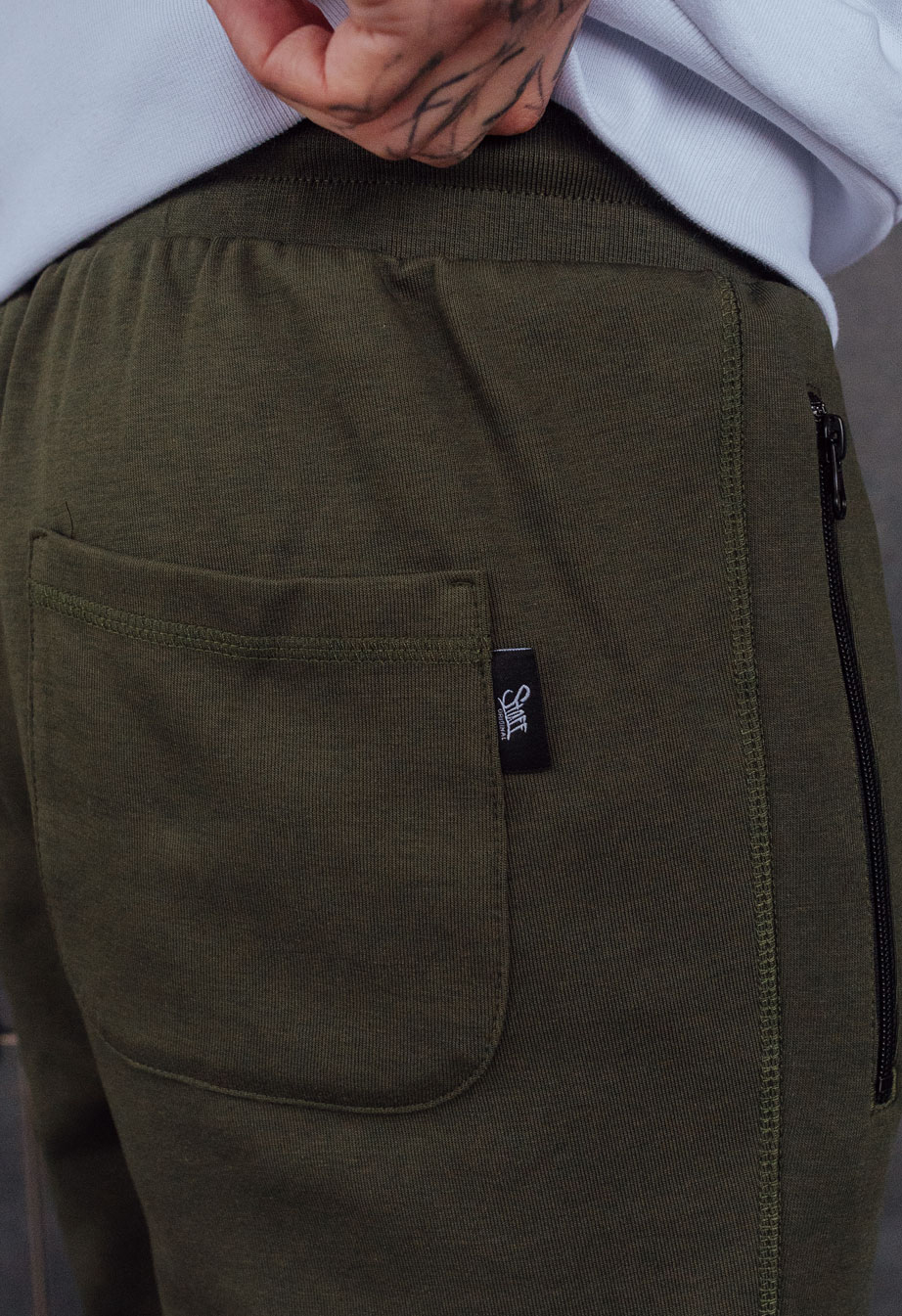 Spodnie dresowe Staff khaki zip