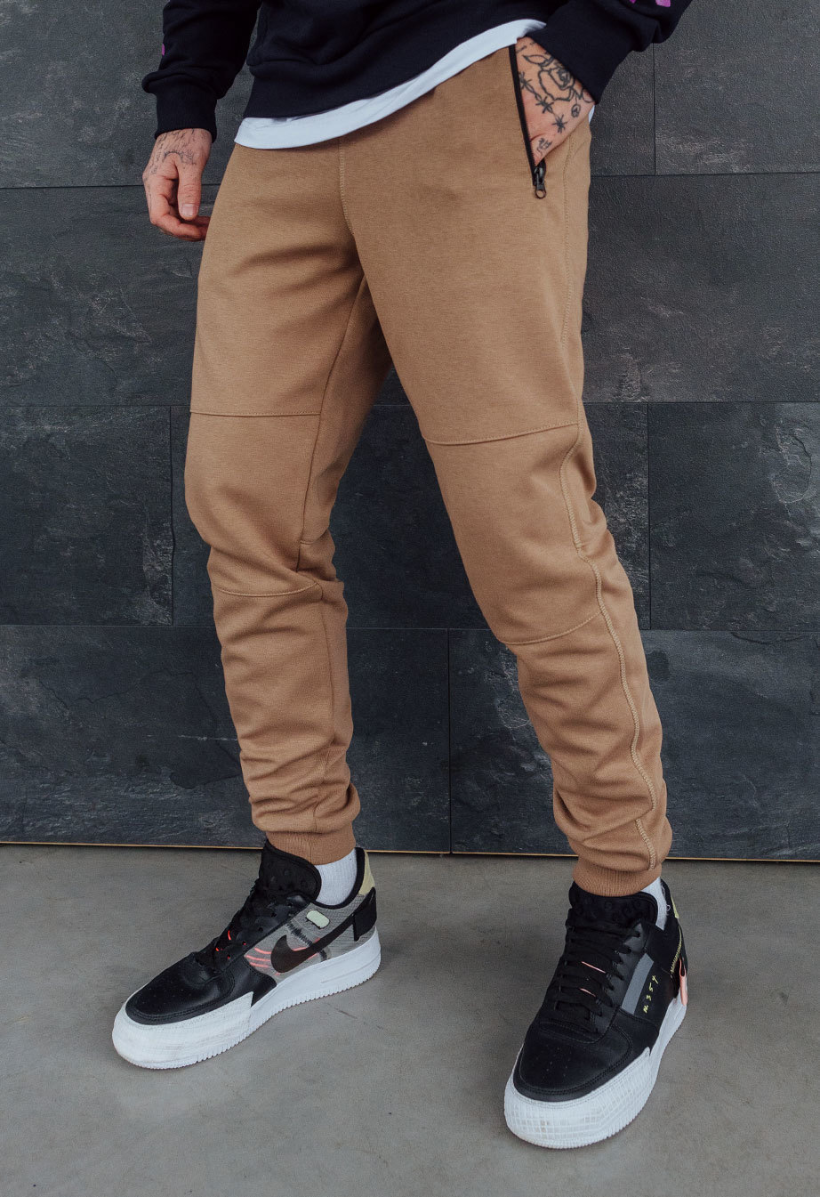 Spodnie dresowe Staff light brown zip