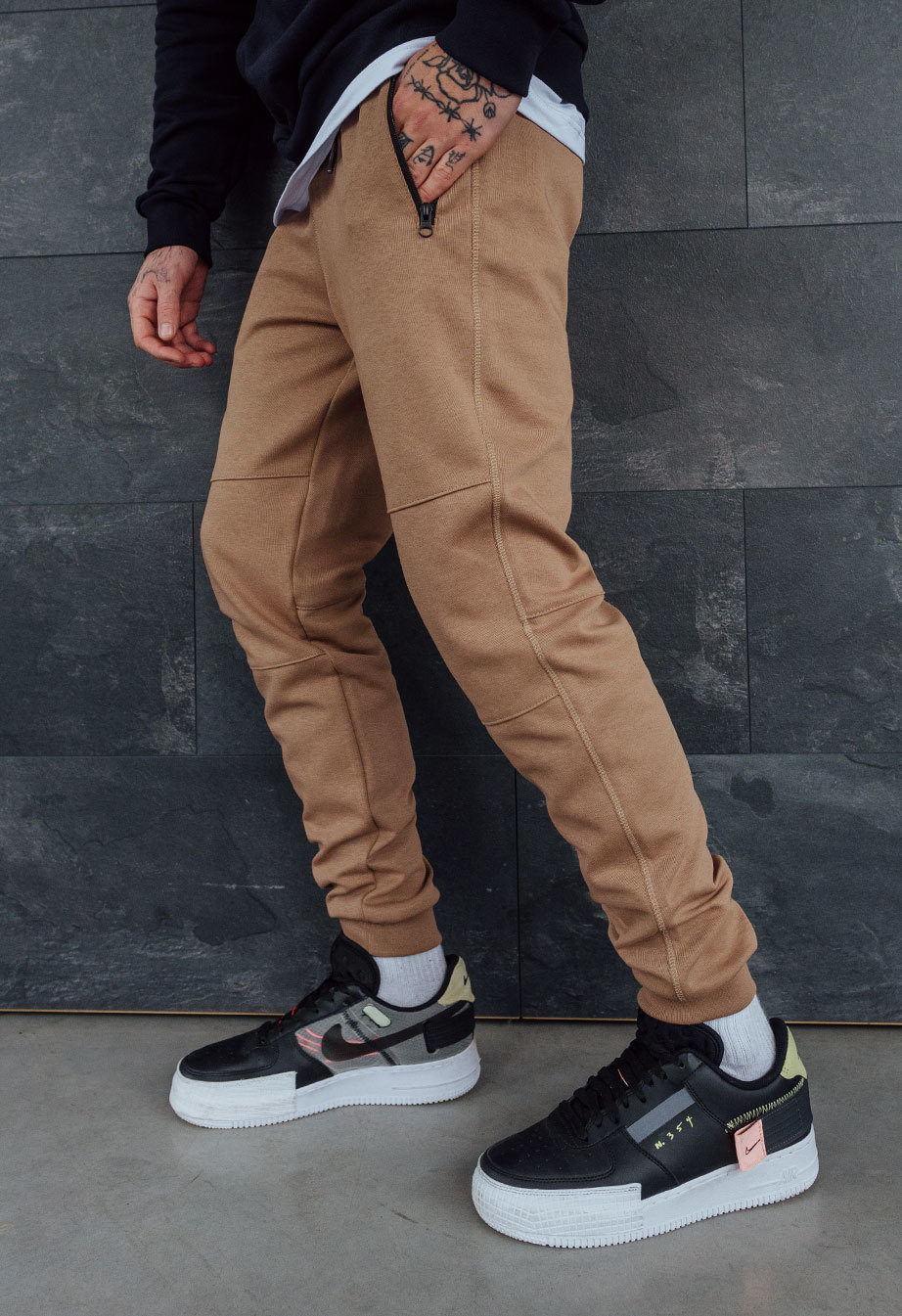 Spodnie dresowe Staff light brown zip