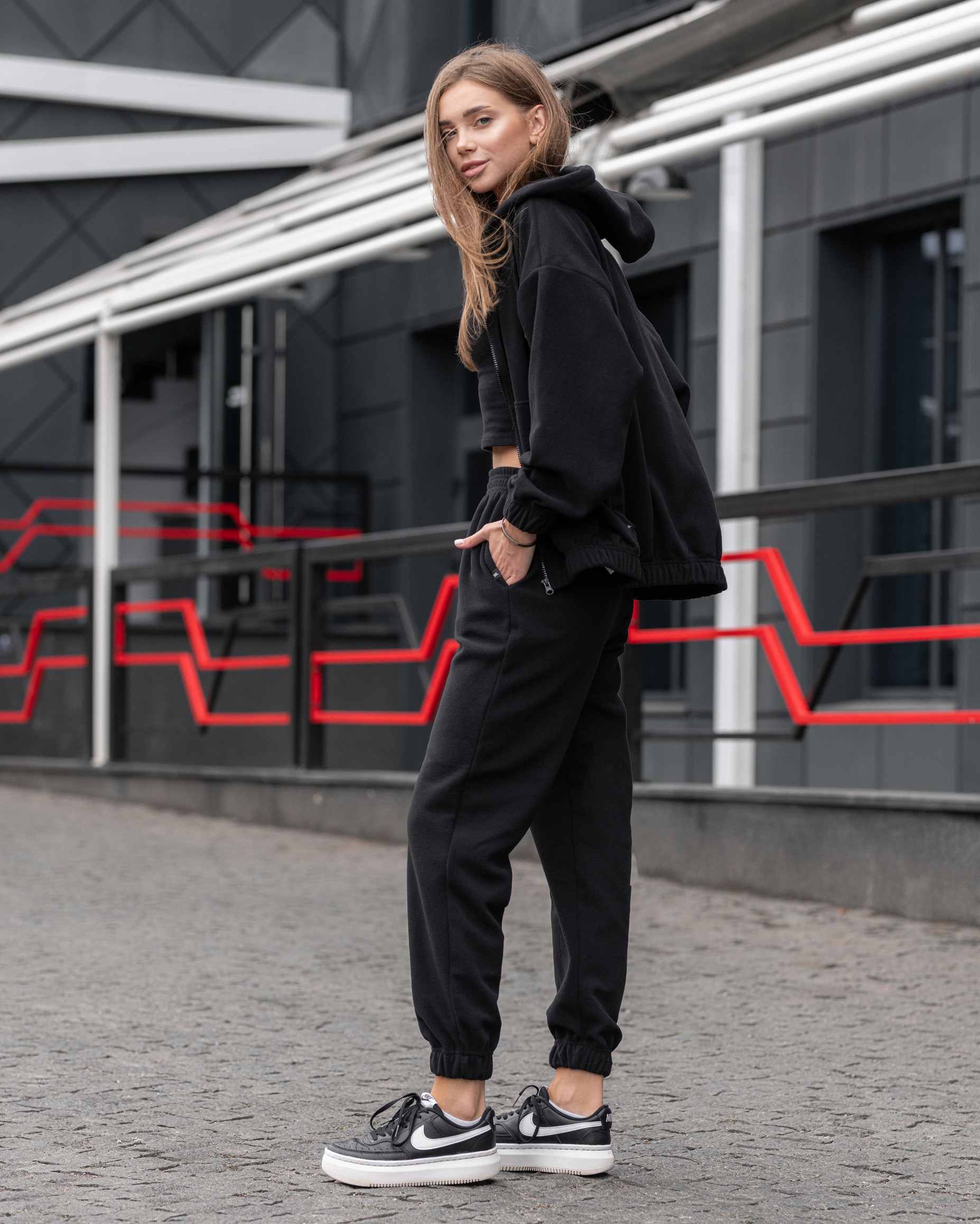 Damski dres sportowy Staff fla microfleece black oversize