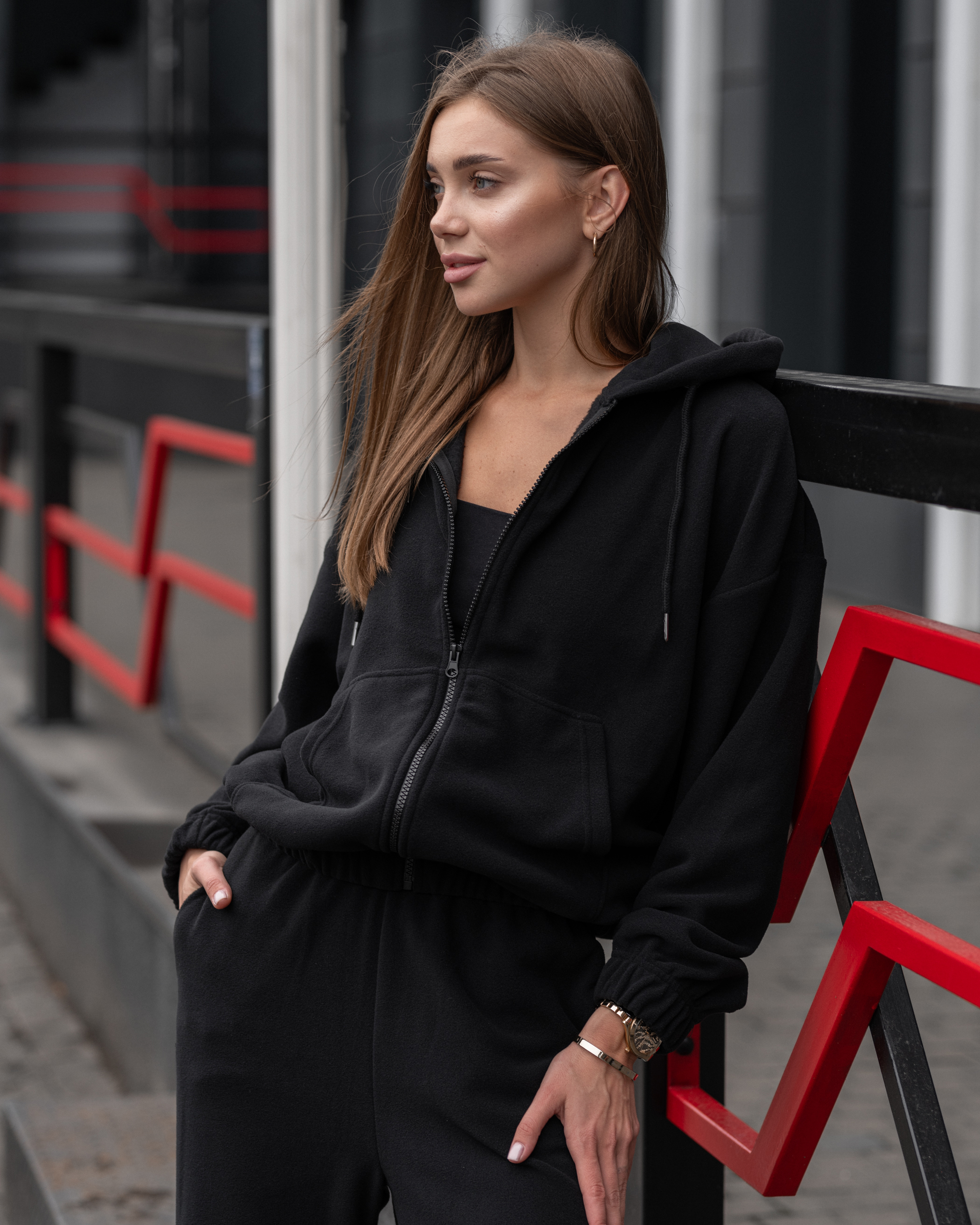 Damski dres sportowy Staff fla microfleece black oversize