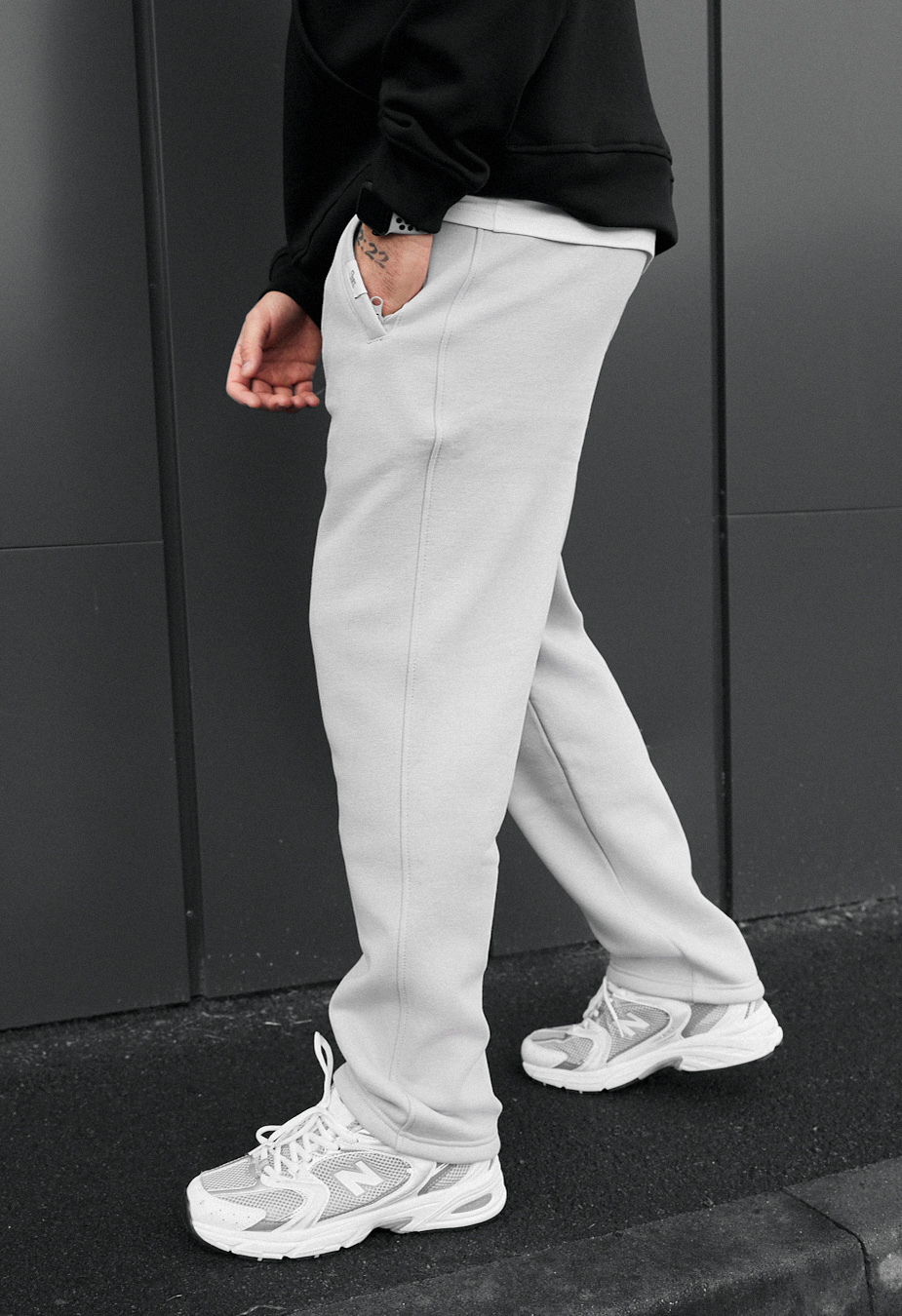 Spodnie dresowe Staff lak light gray fleece