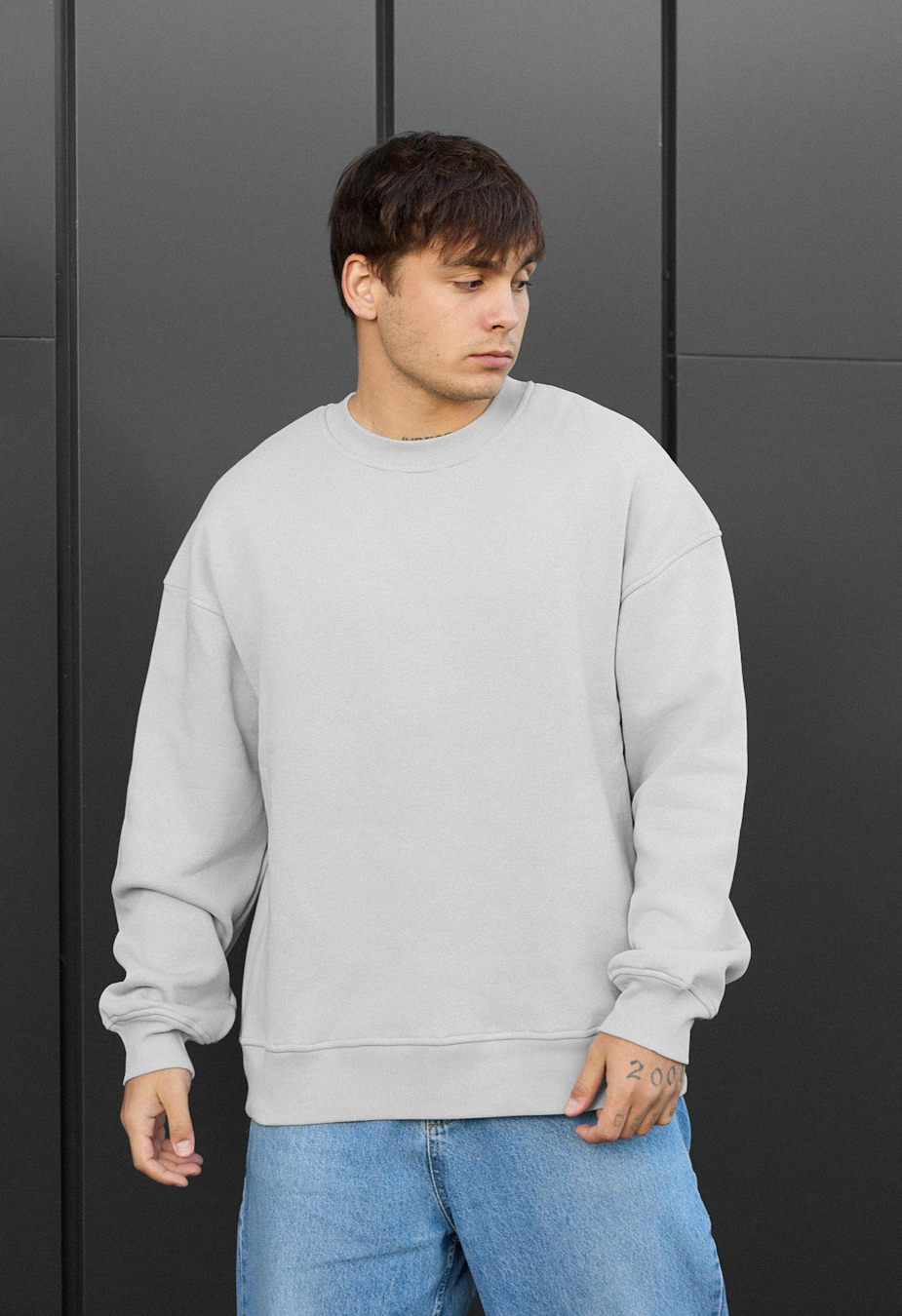 Bluza Staff light gray oversize fleece