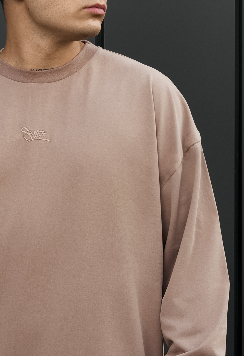 Longsleeve Staff beige brown logo oversize