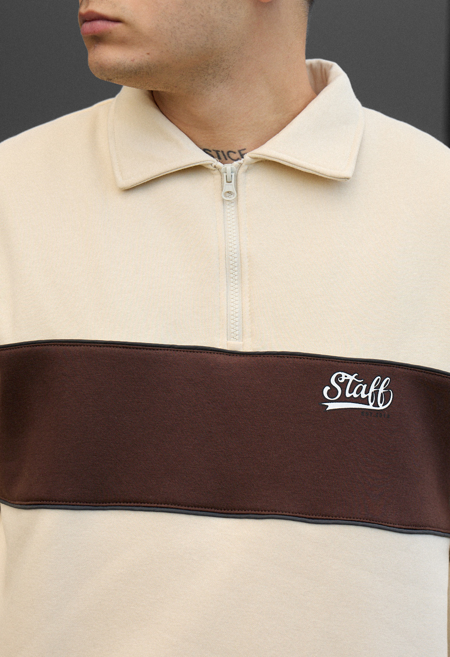 Bluza Staff milk & brown oversize fleece