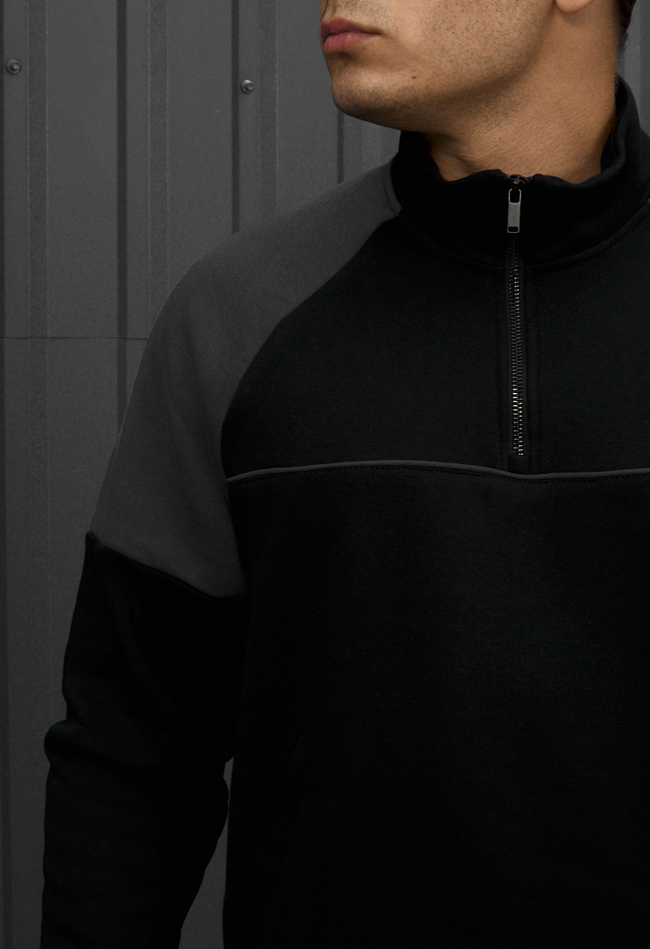 Olimpijka Staff black & gray zip reflective oversize fleece
