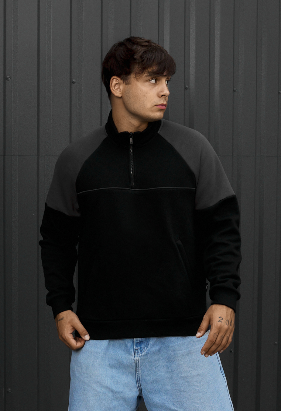 Olimpijka Staff black & gray zip reflective oversize fleece
