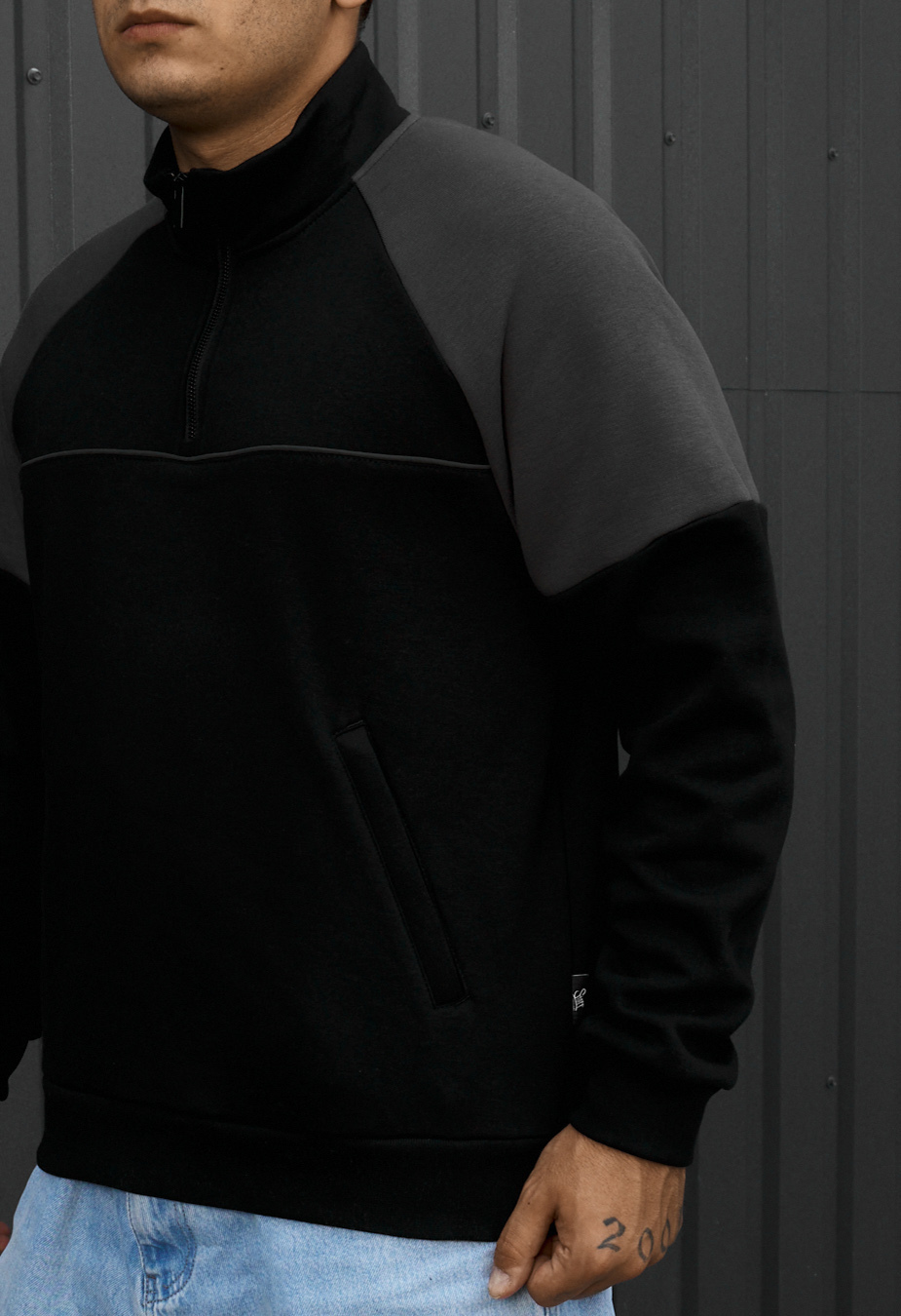 Olimpijka Staff black & gray zip reflective oversize fleece