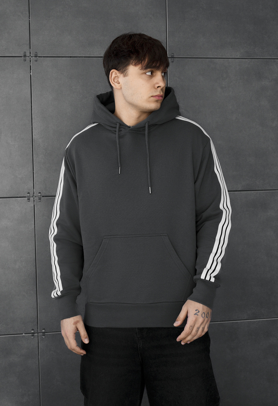 Bluza Staff dark gray lines oversize