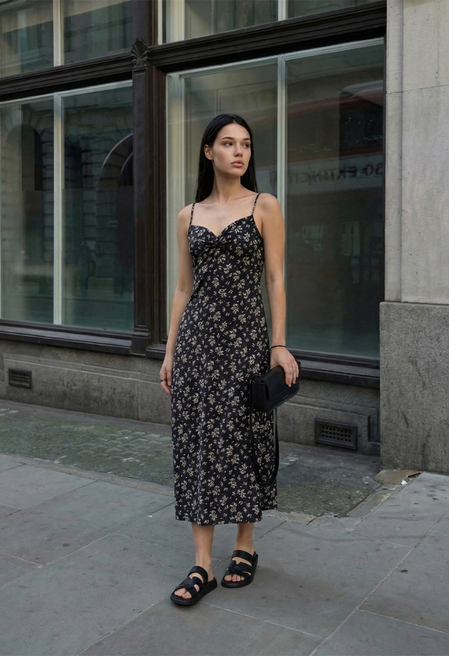 Sukienka Staff jad black flowers