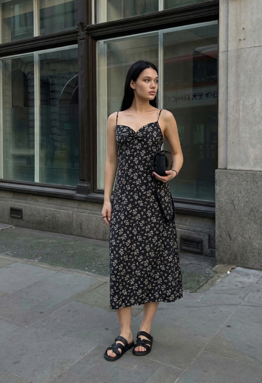 Sukienka Staff jad black flowers