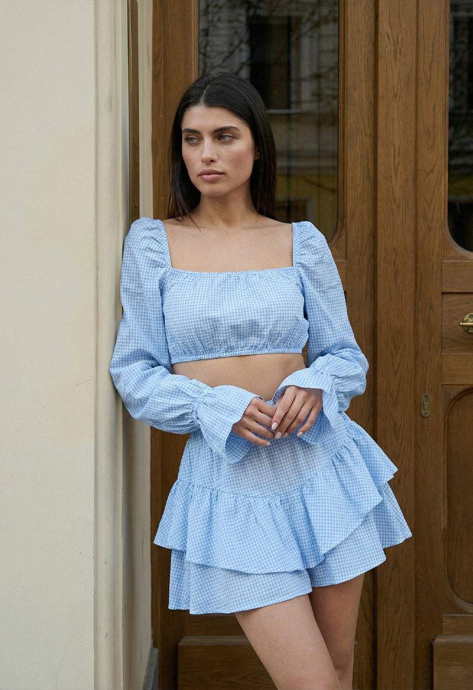Komplet top + spódnica-spodenki Staff ria light blue