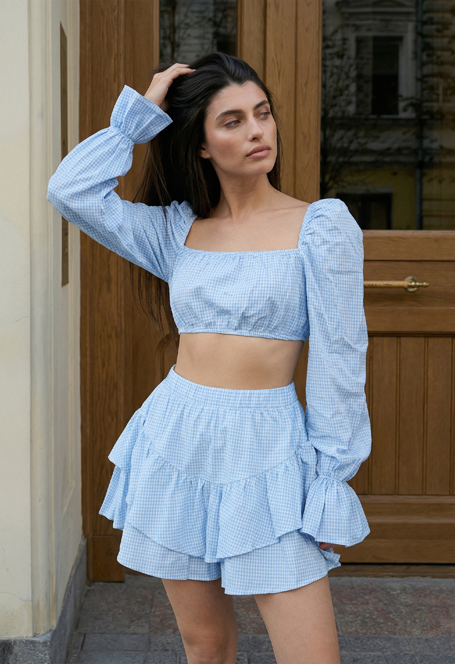 Komplet top + spódnica-spodenki Staff ria light blue