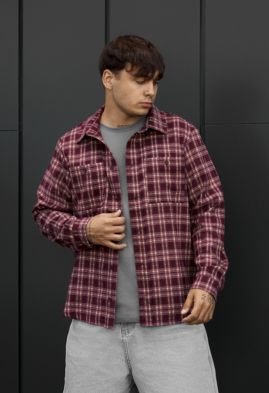 Koszula Staff c4 bordo & beige