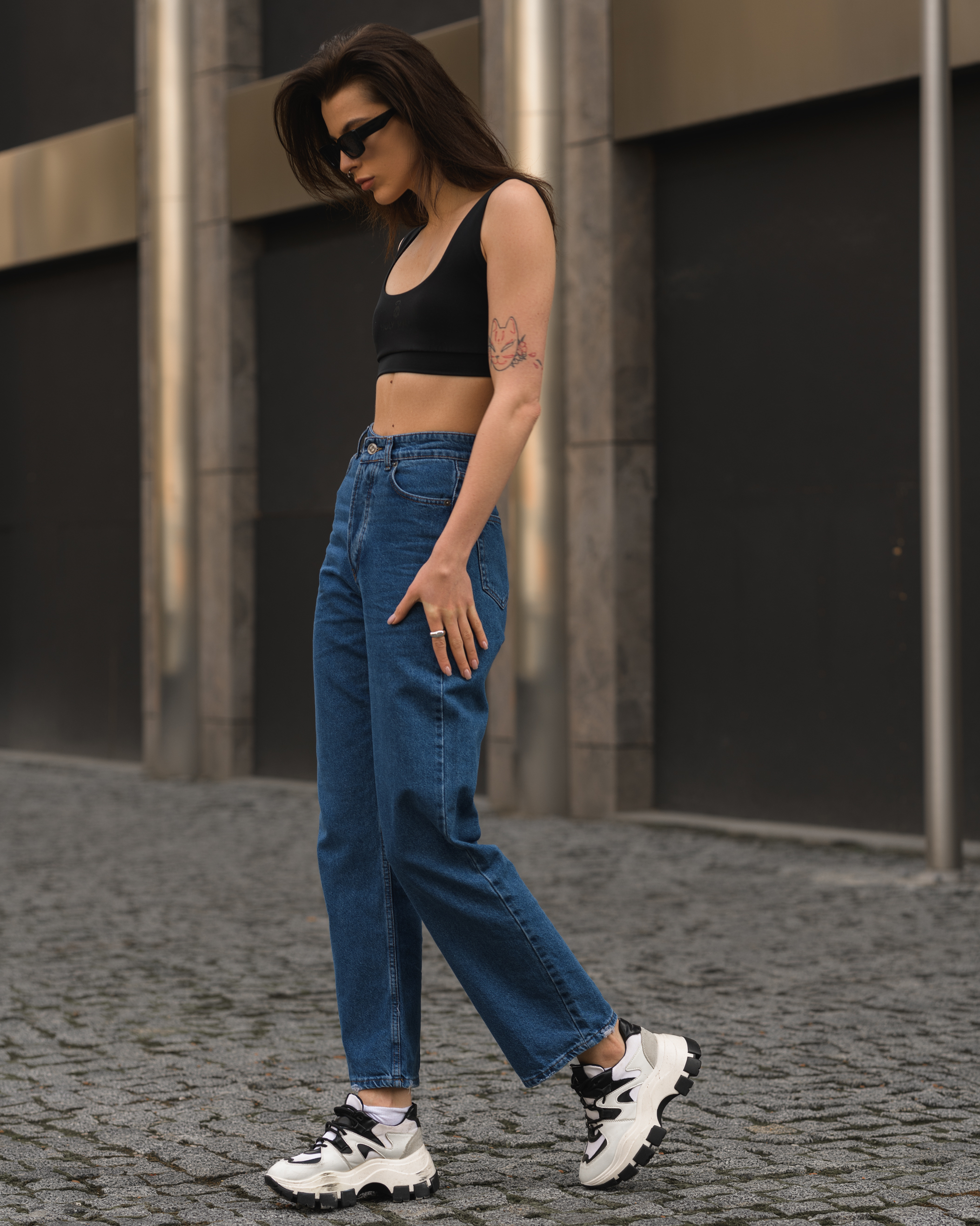 Damskie jeansy Staff navy straight