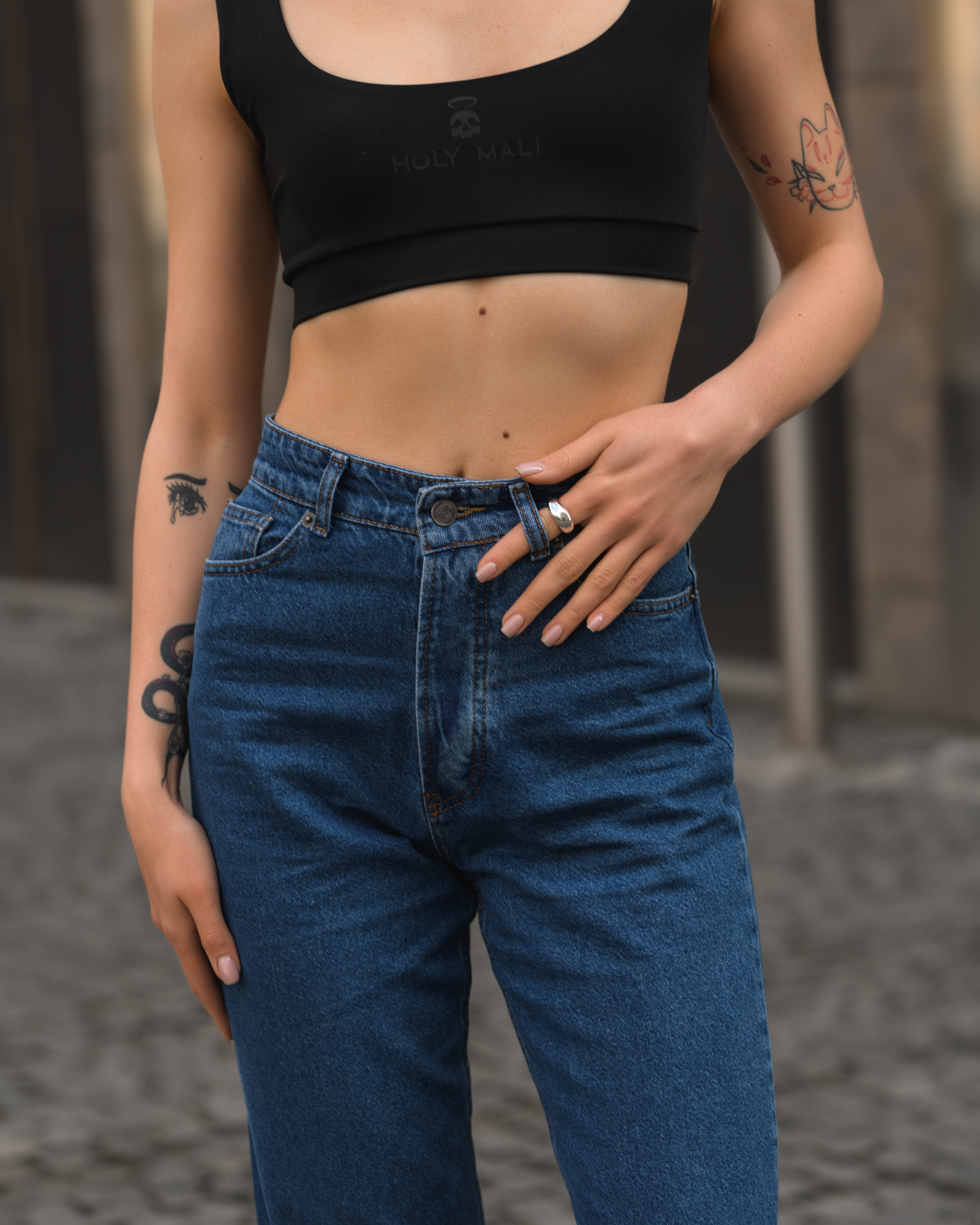 Damskie jeansy Staff navy straight