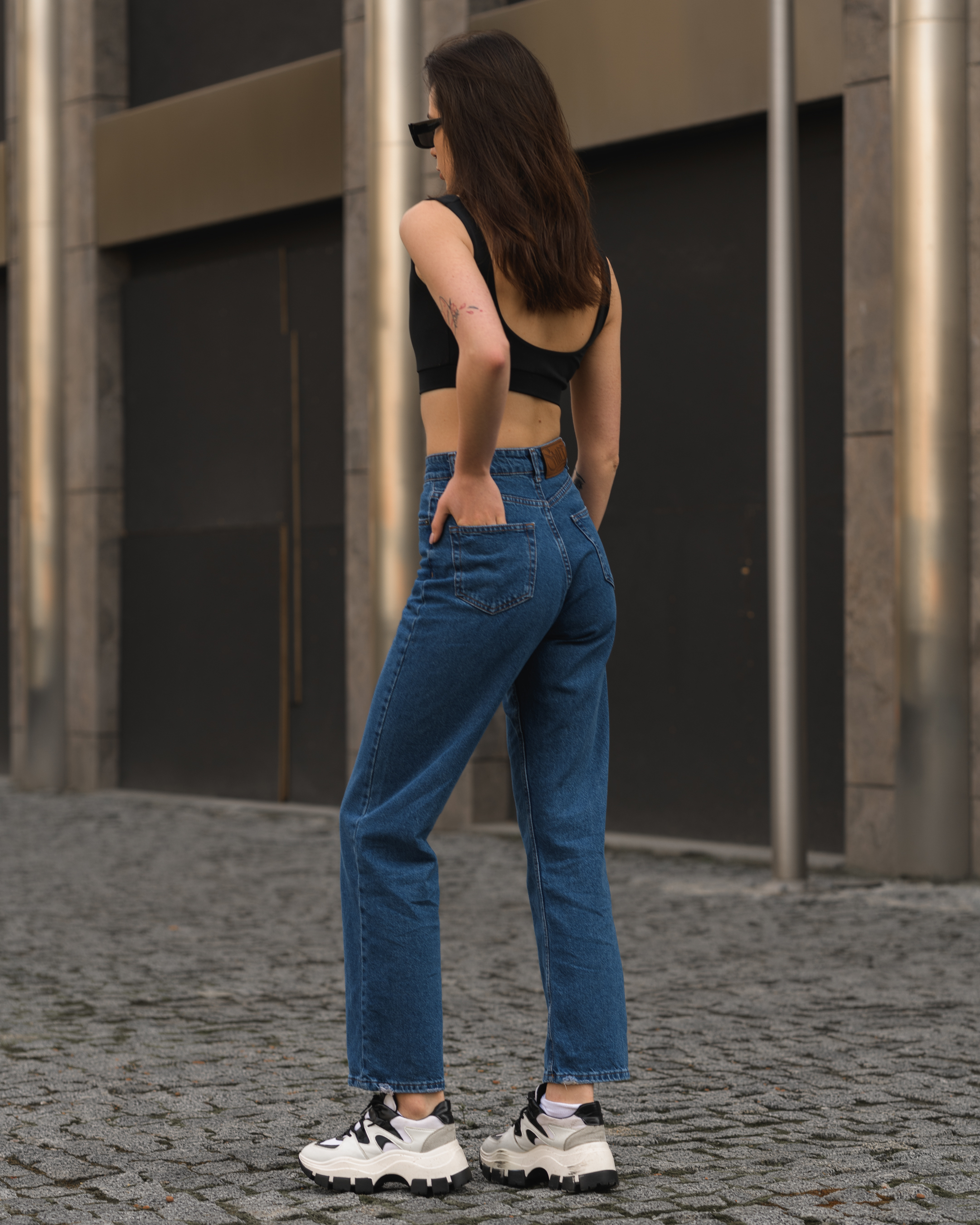Damskie jeansy Staff navy straight