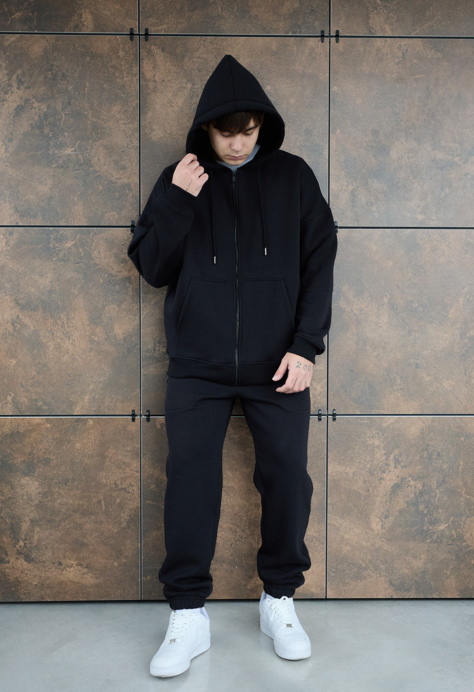 Spodnie sportowe Staff wit zip black oversize fleece