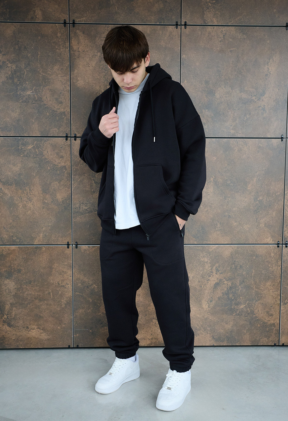 Spodnie sportowe Staff wit zip black oversize fleece