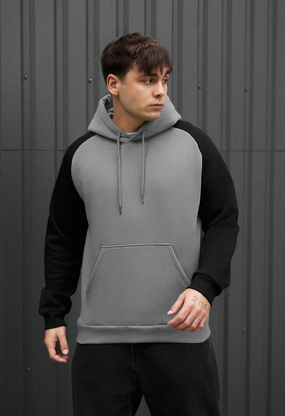 Bluza Staff gray & black oversize fleece