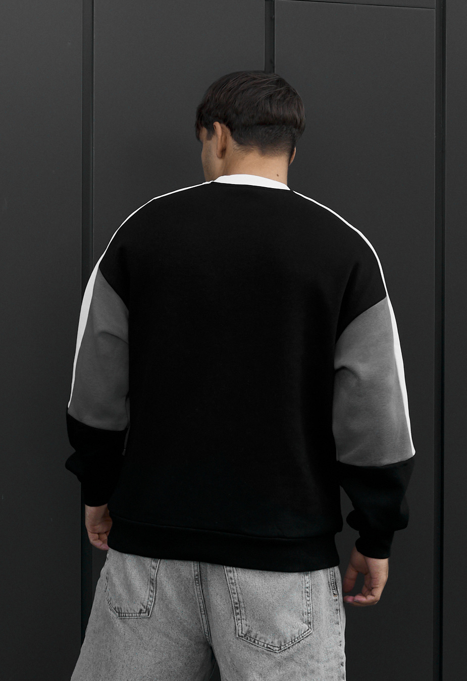 Bluza Staff  black & dark gray logo oversize fleece
