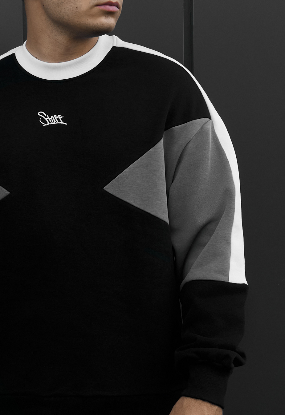 Bluza Staff  black & dark gray logo oversize fleece