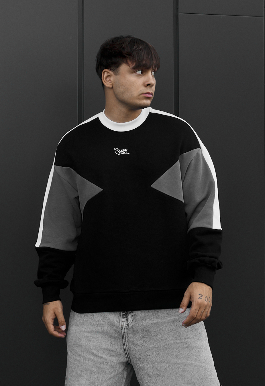 Bluza Staff  black & dark gray logo oversize fleece
