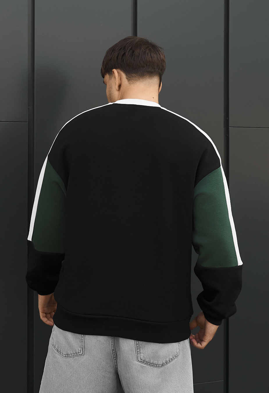 Bluza Staff black & dark green logo oversize fleece
