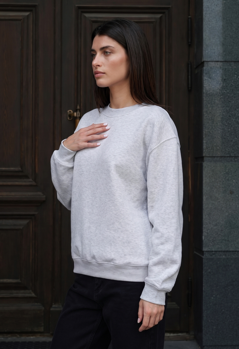 Bluza Staff zy gray melange oversize fleece