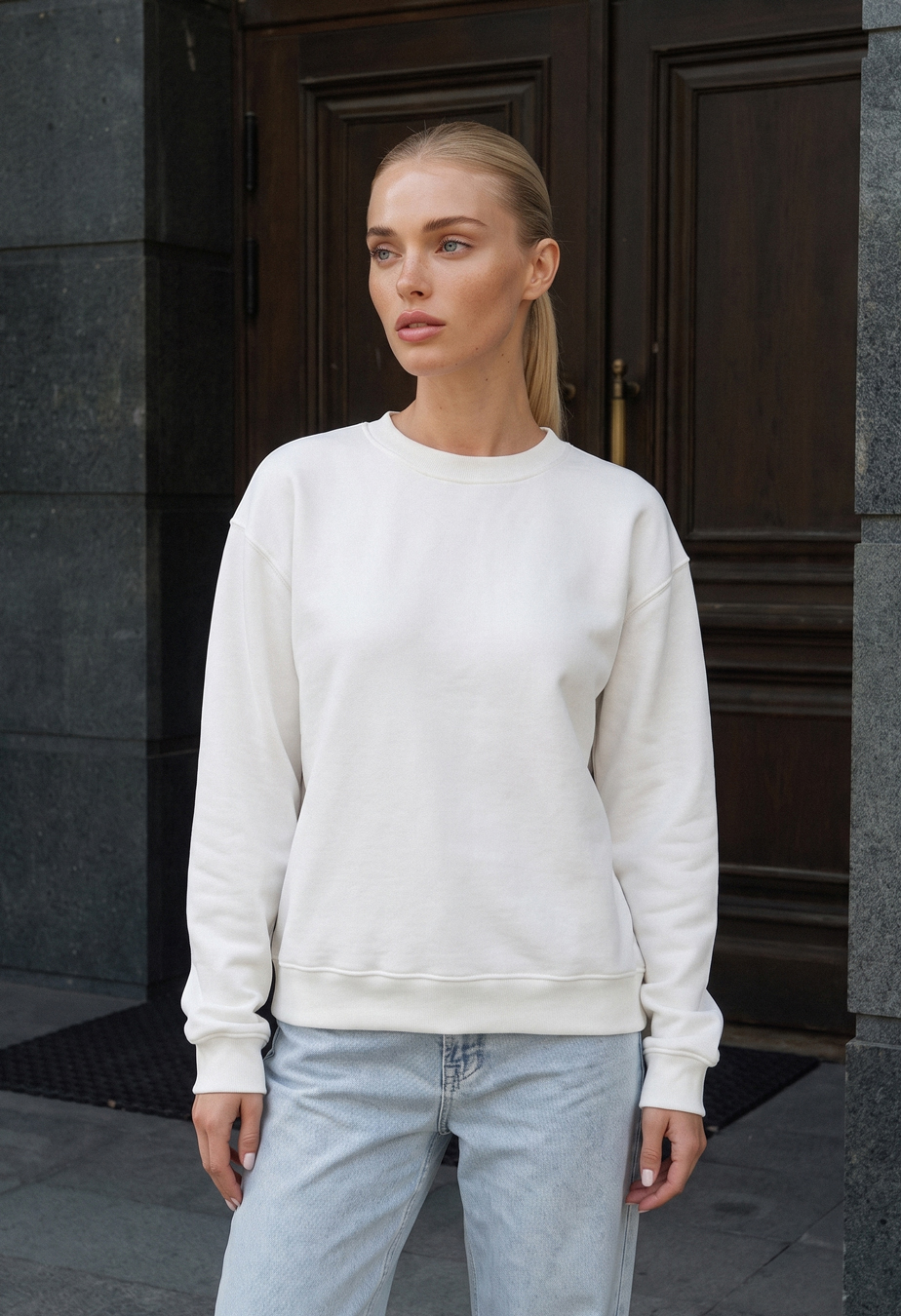 Bluza Staff zy white oversize fleece