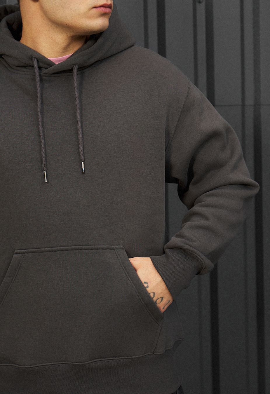 Bluza Staff dark gray oversize fleece