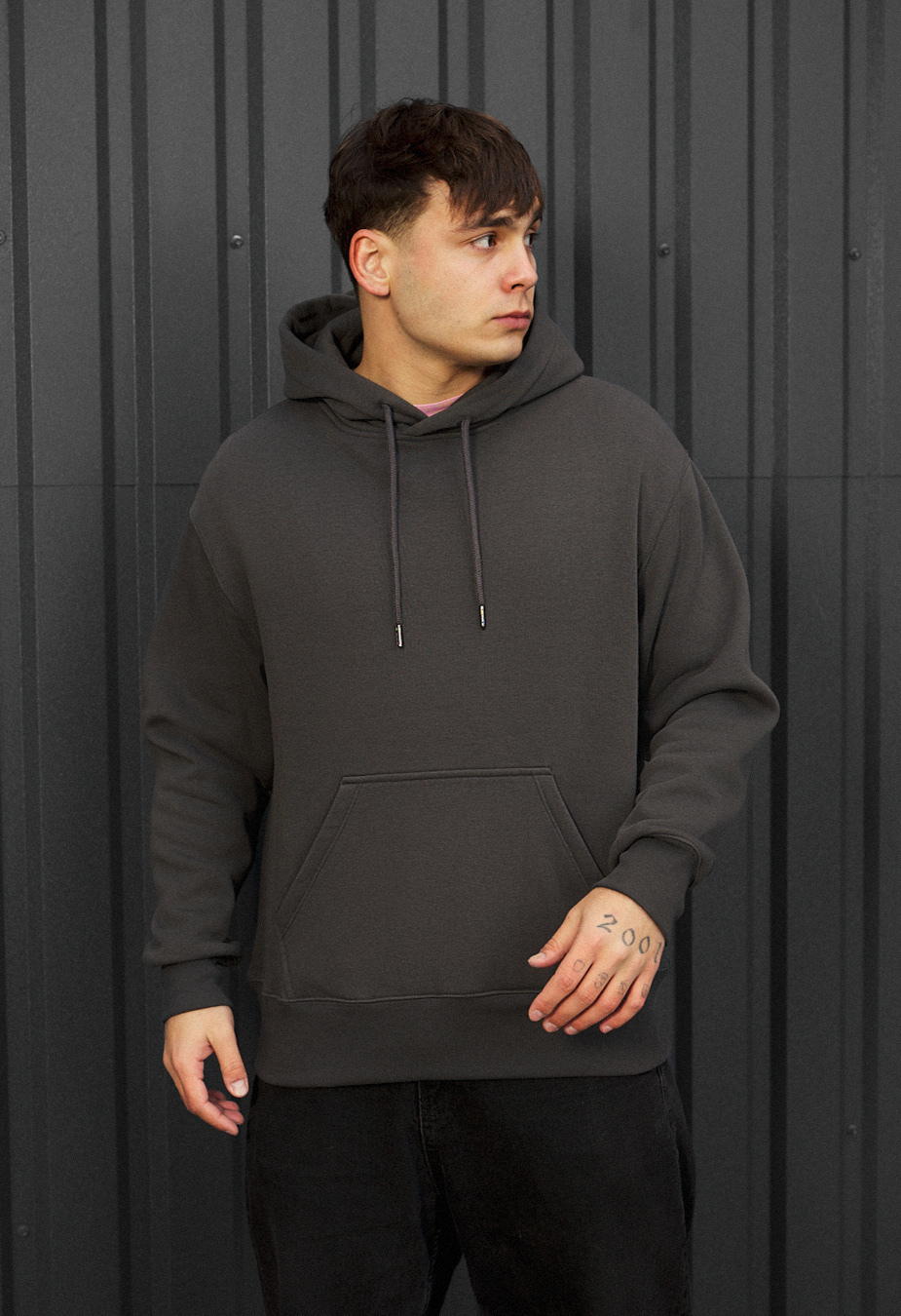 Bluza Staff dark gray oversize fleece